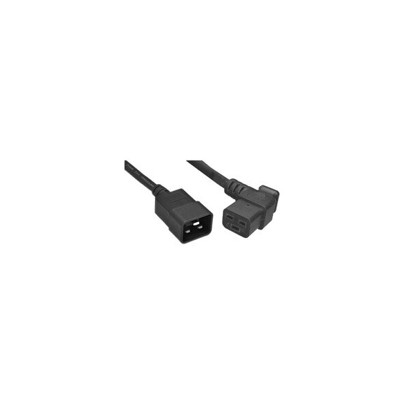 Cable Wholesale Heavy Duty Server Power Extension Cord, Black, C20 to C19Left Angle, 12AWG/3C, 20 Amp, 3 foot 10W3-41803 - main